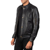 Uldar Black Leather Biker Jacket